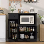 Mobiletto da cucina per microonde con contenitore, con 3 ante, 1 cassetto e ripiani regolabili, mobiletto dispensa