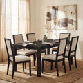 Set da Pranzo Moderno - Tavolo 80" + 6 Sedie Imbottite, Struttura in Legno Massello, Capacità Tavolo 400 libbre, Facile Montaggio