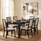 Set da Pranzo Moderno - Tavolo 80" + 6 Sedie Imbottite, Struttura in Legno Massello, Capacità Tavolo 400 libbre, Facile Montaggio
