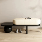 Panca bassa moderna in legno imbottita beige