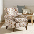 Poltrona Araceli Tradizionale in Legno Imbottita Floreale con Schienale Alto e Borchie | ART OF LIVING DESIGNS