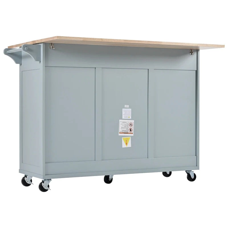 Isola da cucina con piano pieghevole, carrello da cucina con ripiano estraibile, portasciugamani e cassetto, ruote girevoli