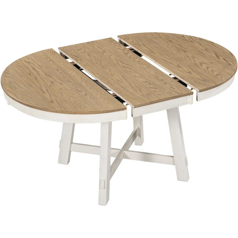 Tavolo da pranzo allungabile rotondo da cascina con 16 inserti in legno per cucina