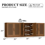 Credenza con ante in rattan a 3 scomparti, armadietto contenitore con ripiani regolabili - 93Lx31H