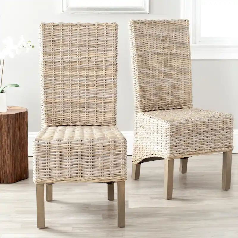 Set di 2 sedie da pranzo in vimini naturale 48L x 56P x 104A cm, stile Boho Coastal