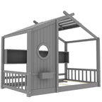 Struttura Letto a Piattaforma per Bambini Doppia/Matrimoniale Letto da Terra per Bambini Letto Montessori Letto a Casetta con Ripiano Portaoggetti - ModernLuxe