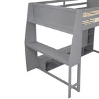Letto a soppalco da gaming Whisen Wood, formato singolo, con scrivania, mensole multi-storage, LED e un appendiabiti