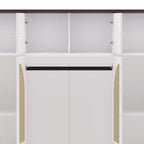 Armadio Guardaroba a 8 Ante di Grande Capacità, Alto 180 cm, con Asta Appendiabiti, Ripiani Regolabili e Ante Decorative in Rattan