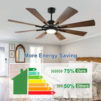 Ventilatore da soffitto con luci telecomandato e 8 grandi pale in legno
