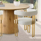 Set Tavolo da Pranzo Rotondo Espandibile a Ovale con 4 Poltroncine in Velluto, Design Moderno con Base a Piedistallo, Posti a Sedere Fino a 8 Persone-Panipeachy