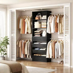 Besiost Sistema Organizer per Armadio in Legno 4-9 piedi con 4 Cassetti, 4 Aste Appendiabiti e Torri Scaffale