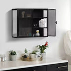 Pensile Okak Modern a 2 ante con 3 ripiani e ante in vetro per ingresso/sala da pranzo/soggiorno/cucina
