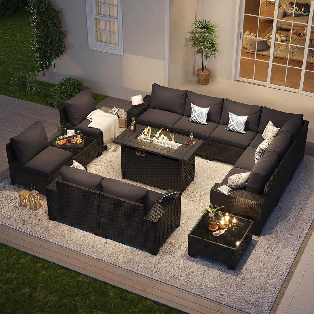 Set di Mobili da Esterno per Patio con Cuscino Spesso 10 cm