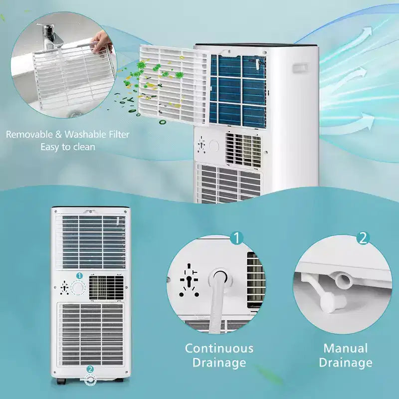 Condizionatore Portatile 3-in-1 Costway 8000 BTU con Ventilatore Deumidificatore e Modalità Notte