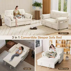 Dyonery Divano Letto Convertibile 3-in-1, Divano Letto Estraibile con Tasca Laterale e Schienale Regolabile, Montaggio Senza Attrezzi, Divanetto Pieghevole