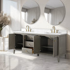 Mobile lavabo doppio Vanity Art 72 per bagno con piano in marmo composito
