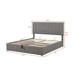 Letto imbottito Queen size con sistema di sollevamento idraulico e vano contenitore - Beige