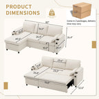 Divano letto a L da 80", Divano letto a scomparsa, Divano letto convertibile con penisola reversibile