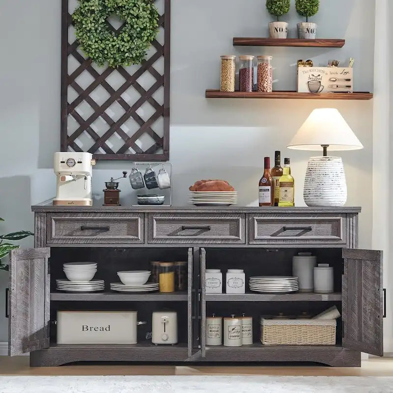 Credenza a Buffet da Fattoria, Mobile Bar per Caffè e Vino per Sala da Pranzo - N/A