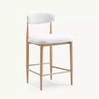 Sgabelli da Bar Senza Braccioli in Bouclé, Set da 4, con Gambe in Metallo Effetto Legno per Cucina, Soggiorno, Ristorante, Caffè - Morden Fort