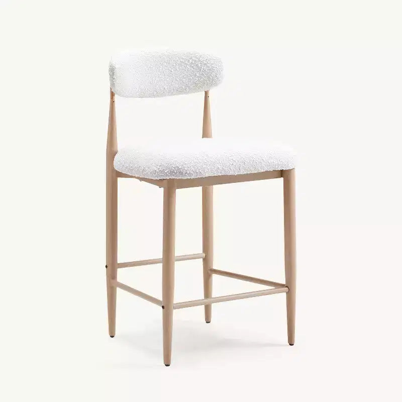 Sgabelli da Bar Senza Braccioli in Bouclé, Set da 4, con Gambe in Metallo Effetto Legno per Cucina, Soggiorno, Ristorante, Caffè - Morden Fort