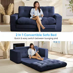 Mjkone Divano letto futon convertibile 2 in 1 da 180 cm, in tessuto a coste, pieghevole, con bottoni trapuntati, divanetto salvaspazio