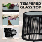 Set da Bistrò per Conversazione da Esterno a 3 Pezzi in Vimini, Set di Sedie da Patio in Rattan per Tutte le Stagioni con Cuscini