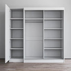 Armadio a 2 ante con specchio, frontale in vetro, 2 persone (grigio/nero/bianco)