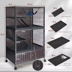 Gabbia per animali di piccola taglia, Gabbia per furetti - Habitat a 5 livelli da 150 cm con mobiletto, include amaca/ruote/rampe rimovibili/vassoi facili da pulire