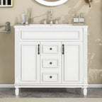Mobile Bagno Moderno da 90cm con Lavabo Integrato e Specchiera, 2 Ante e 2 Cassetti