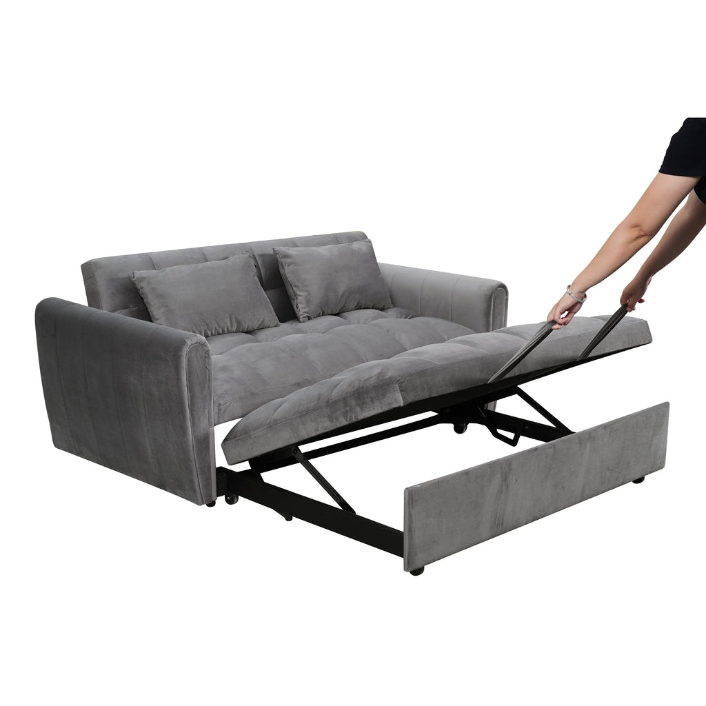 64,96 Velvet Divano Letto Convertibile 3-in-1 con Schienale Regolabile, Tasca Portaoggetti e Capacità di Carico di 227 kg