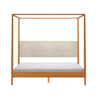 Letto a baldacchino Harbor King con testiera imbottita, biondo/Swiss Coffee (MD2411-01)