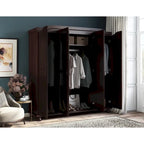 Palace Imports Armadio Kyle a 4 Ante in 100% Legno Massello con Ante in Legno Massello o a Specchio