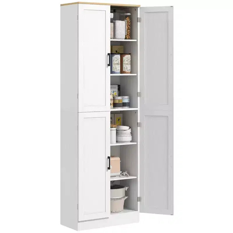HOMCOM 67 Dispensa da Cucina Autoportante, Armadio Contenitore a 4 Ante con Ripiani e Ante Regolabili