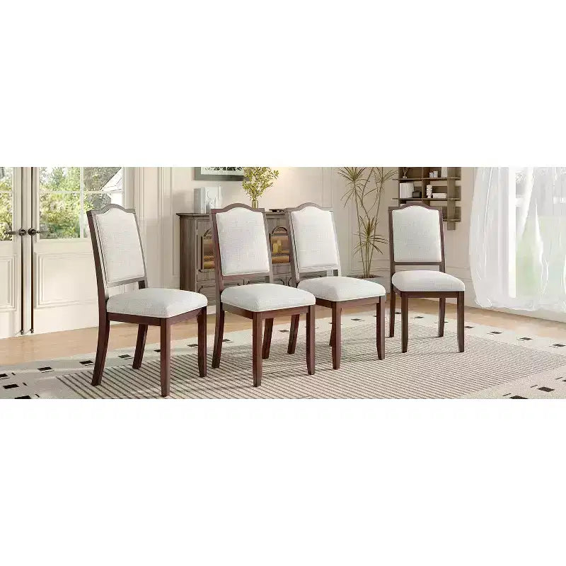 Set di 4 sedie da pranzo stile fattoria con schienale alto e seduta imbottita