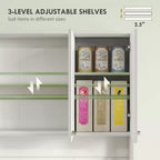 71 Armadio dispensa da cucina, mobile contenitore alto con supporto per microonde, credenza da cucina moderna, 3 ripiani regolabili per soggiorno, sala da pranzo