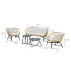 GRANDPATIO Set da 5 pezzi per esterno con divanetto in vimini