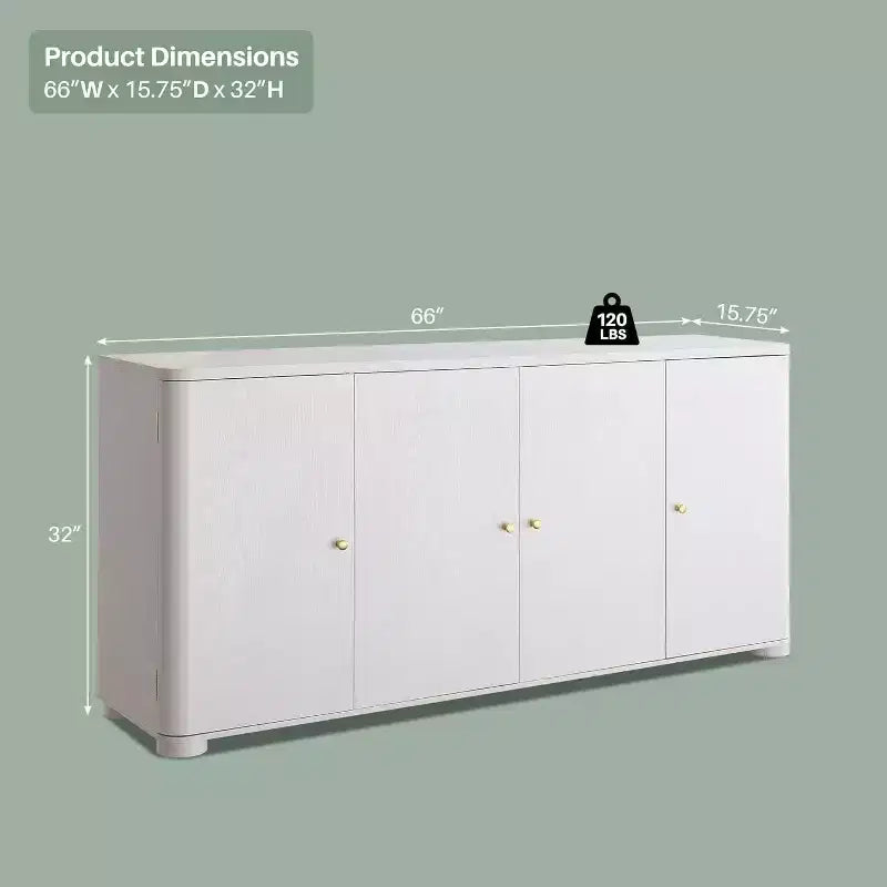 Credenza a Buffet da Cucina con 4 Ante e Ripiani, Credenza Moderna Grande, Mobile Contenitore per Bar Caffè da 66 Pollici
