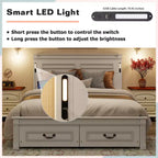 ModernLuxe Letto a Piattaforma Queen/King Size con Testiera Alta, Struttura Letto Rustica in Legno con 2 Cassetti, Luci LED e Porte USB