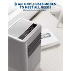 Condizionatori portatili, Flarhetoric 10000 BTU Raffreddamento/Ventilatore/Deumidificatore 3 IN 1 Unità AC portatile per stanze di 52 M², Unità per ambienti a bassa rumorosità