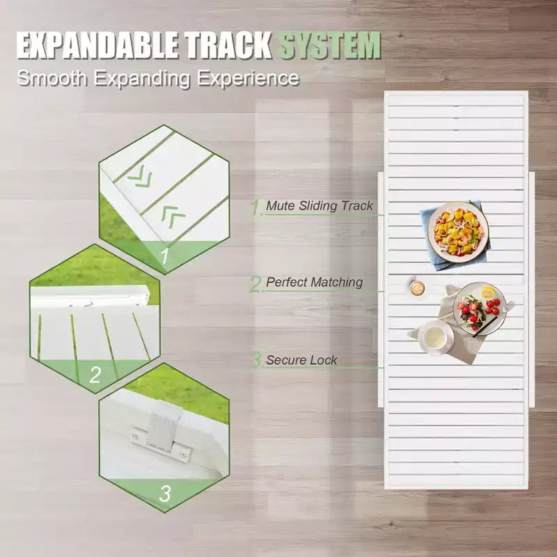 Tavolo da pranzo Okak in alluminio, estensibile per esterni, tavolo da cucina per sala da pranzo