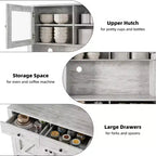 Mobile Dispensa da Cucina con Supporto per Microonde, Credenza con Mobile Buffet e Ripiani Regolabili, per Cucina, Sala da Pranzo