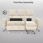 Dyonery Divano Letto Angolare 81, Divano Estraibile a L con Chaise Longue Reversibile con Contenitore, USB, Schienale Reclinabile