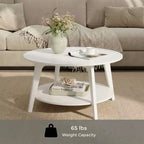 Tavolino rotondo color miele con 2 ripiani, misure 80 x 45 cm, ideale per il soggiorno