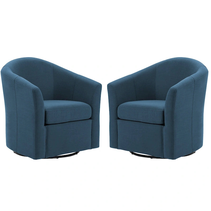 Set di 2 Poltrone Girevoli Moderne Imbottite a Barilotto, Poltrone Accent per Soggiorno