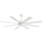 Ventilatore da soffitto nero da 65 pollici a 8 pale con luce LED e telecomando