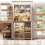 Mobile dispensa da cucina Besiost con spazio per mini frigo, mobile bar con ripiano contenitore