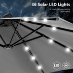 MAISON ARTS Ombrellone rettangolare da esterno a manovella con doppia falda da 4,5 metri, con luci a LED solari e base inclusa