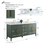 Mobile lavabo doppio Vanity Art 72 per bagno con piano in marmo composito