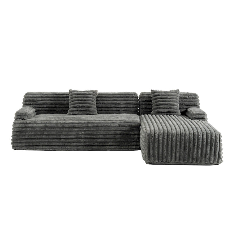 Divano componibile Cloud, divano moderno imbottito con 2 cuscini decorativi, divano combinabile liberamente, divano componibile a L